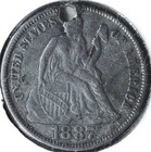 Vintage - 1887 Liberty Seated Dime - Love Token - C M W - 90  Silver Lt 040