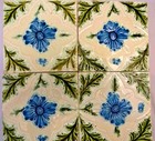 Tile Majolica Vintage England Art Nouveau Porcelain Flower Purple 4 Piece Set 11