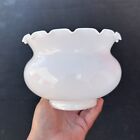 White Milk Glass Light Shade Ruffle Edge 4  Fitter   7    Wide Vintage