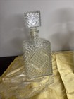 Pair Of Vintage 1960   s Diamond Cut Crystal Glass Decanters Set