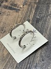 Barse Channel Hoop Earrings- Tiger   s Eye- Silver-nwt