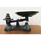 Vintage English Balance Scale - Dark Green Cast Iron With Weights