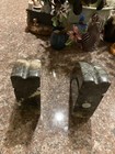 Vintage Marble Stone Polished Natural Bookends Muliti Gray white Quarter Round