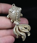Rare Old Chinese Miao Silver Feng Shui Goldfish Luck Amulet Pendant 6cm