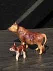 Vtg Hagen Renaker Miniature Mini Dark Brown Jersey Bull Cow   Calf  Figurine
