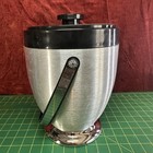 Vintage Spun Aluminum Ice Bucket Black Plastic Trim   Hdl  By Kromex