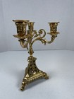 Antique Ornate Gilt Brass 3-light Candelabra Heavy Cast Figural 10   