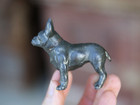 Antique Bulldog Figurine Vintage Small Metal Trophy Topper Statue