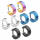 1 Pairs Women s Men s Punk Stainless Steel Hoop Loop Huggie Ear Stud Earrings