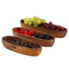 3 Piece 32 Fl  Oz  Dark Brown Acacia Wood Oval Serving Bowls In Assorted Sizes
