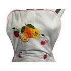 Vintage White Cotton Full Apron Fruit Appliqu   Pockets Gift Chef Cook Feminine