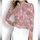 Acegolfs Women 1 4 Zip Pullover Paisley Athletic Top Xl Golf Tennis Pickleball