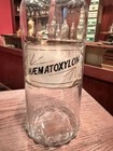 Hand Blown Roman Recess Apothecary pharmacy Bottle Under Glass Label  Pat   d 1862