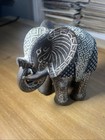 Vintage Hand Carved Wooden Small Elephant Tribal Statue Figurine Stamped 4 2  H 