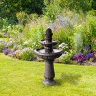 Teamson Home Outdoor Deluxe Pineapple 2-tier Pedestal Fountain For Garden  Gray
