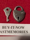 Miniature Steel  heart  Padlock W  Key  Old Vintage Antique Lock Lot  205