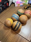 Vintage South Bend Toys Croquet Balls Complete Set Of 6 Grooved 2 Stripes