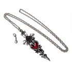 Alchemy Gothic Cross Of The Dark Kiss 4  Pendant Rose Heart Dagger Necklace P975