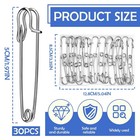 Large Safety Pins  30 Pack Heavy Duty Safety Pins 2 Inch  Stainless Steel Saf   