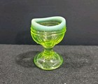  Rosso  Mosser  Uranium Opalescent Glass Eye Wash Cup Pedestal 2 5  Tall Vintage