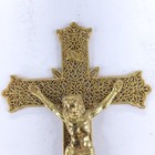 Vintage Filigree Brass Ornate Gold Tone 9  X 5 5  Crucifix Wall Hanging Gallo Ny