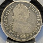 Colonial Peru 1802 King Charles Iv  Silver 2 Reales Coin Spain Carolus Iiii Pcgs