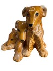 Vintage Royal Haeger R782 Bunch O  Collie Pups Amber Glaze Figurine Rare