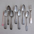 Heavy Lot 19th C German Coin Silver Large Serving Spoon Fork 480g Antique Fiddle