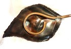 Estate Hand Made Solid Copper Aspen Leaf Candle Holder Chamber Stick W Handle 7   