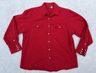 Vintage Marlboro Red Star Red Cotton Pearl Button Shirt Size Large Long Sleeve