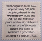 Mnh Woodstock Music And Art Fair 33 Usa Stamp Celebrate The Century 1960s