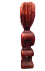 Vintage Maori Tekoteko Hand Carved Tiki Figure Tribal Art Shell Eyes 12 