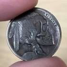 Artist Expertly Carved Engraved By Hand Hobo Buffalo Nickel Coin Skull From 1923