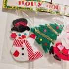 Vintage Christmas 3 Count Package Felt Santa Snowman Tree Ornament Nip
