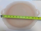 Vintage Frosted Pink Depression Glass Handled Cake Plate Sandwich Platter Rare