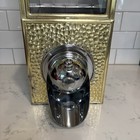Vtg French Industrial Style Coffee Bean Dispenser Hammered Brass Stainless Steel