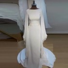Eightale Arabic Wedding Dress Customized Ivory Lace Bridal Gown Long Sleeves