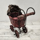 Wicker Mini Baby Pram Buggy Ratan Stroller 7 Inch Tall