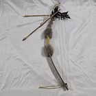 Vintage Native American Decorative Bow And Arrow Set Wall Hanging Fur Stone 22 