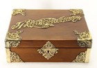  antique Victorian Handkerchief Box Walnut Wood W ornate Ormolu    Satin Lining