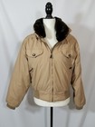 Vtg Obermeyer Davos Tan Black Fur Lined Hooded Bomber Winter Zip Jacket Size 8