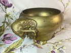 Antique Hand Made Brass Indian Bull Footed Bowl Planter