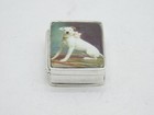 Sterling Silver   Enamel Dog Pattern Pill Box Vintage C1970s