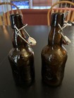 Vtg Grolsch Brown Glass Beer Bottle With Ceramic Flip Top Swing Cap Lot Of 2 
