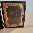 Antique Tin Type Photograph Photo Backlite Frame Victorian Portrait Couple