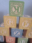 Vintage Uncle Goose Wooden Alphabet Blocks Numbers   Pictures  Great Shape   12 