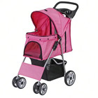 Foldable Carrier Strolling Cart 4 Wheel Pet Stroller  For Cat  Dog W  Cup Holder