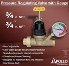 Apollo Pressure Regulating Valve With Gauge 3 4    Npt X Npt 69elf114twg