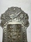 Antique Tin Match Safe Wall Holder With Bird Flowers