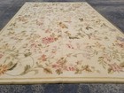 Vintage French Floral Needlepoint Handmade Multicolor Rug Wool Carpet 268x181 Cm